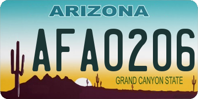 AZ license plate AFA0206