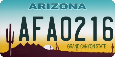 AZ license plate AFA0216