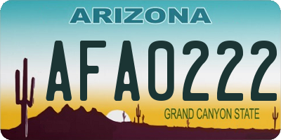 AZ license plate AFA0222