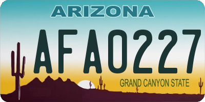 AZ license plate AFA0227