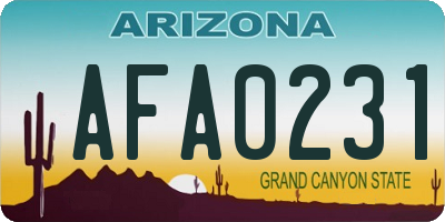 AZ license plate AFA0231