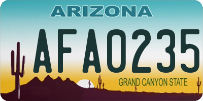 AZ license plate AFA0235