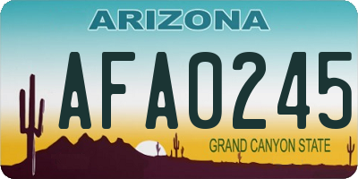 AZ license plate AFA0245