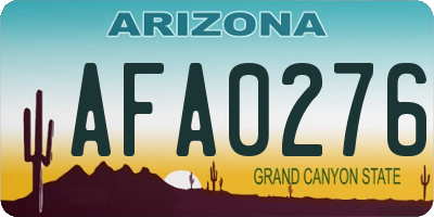 AZ license plate AFA0276