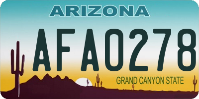 AZ license plate AFA0278