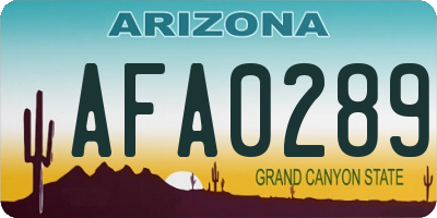 AZ license plate AFA0289