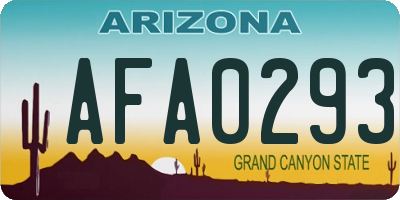 AZ license plate AFA0293