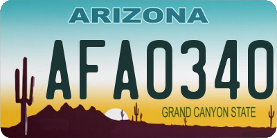 AZ license plate AFA0340