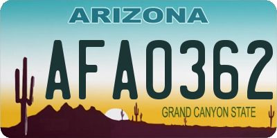AZ license plate AFA0362