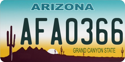 AZ license plate AFA0366