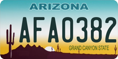 AZ license plate AFA0382