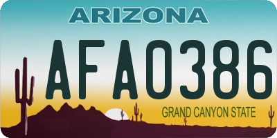 AZ license plate AFA0386
