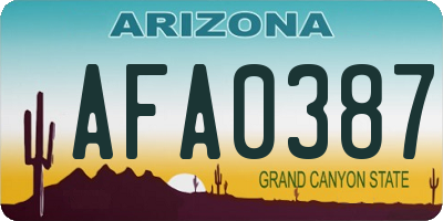 AZ license plate AFA0387