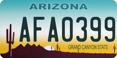 AZ license plate AFA0399