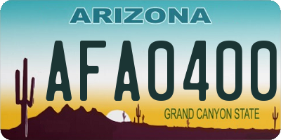 AZ license plate AFA0400