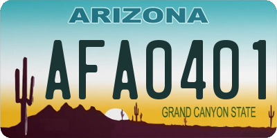 AZ license plate AFA0401