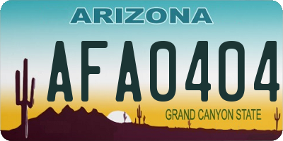 AZ license plate AFA0404