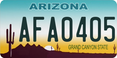 AZ license plate AFA0405