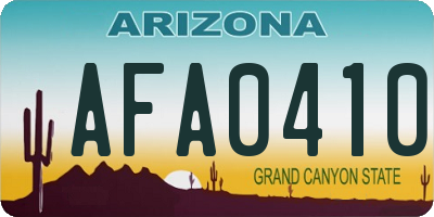 AZ license plate AFA0410