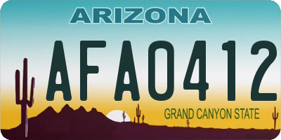 AZ license plate AFA0412