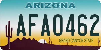 AZ license plate AFA0462