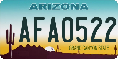 AZ license plate AFA0522