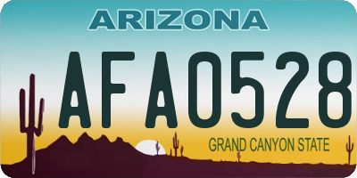 AZ license plate AFA0528