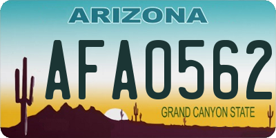 AZ license plate AFA0562