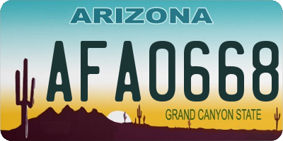 AZ license plate AFA0668