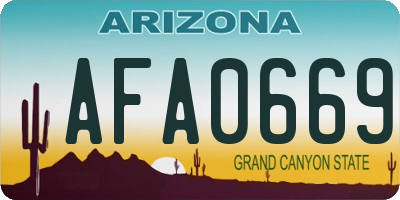 AZ license plate AFA0669