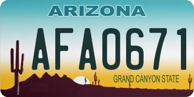 AZ license plate AFA0671