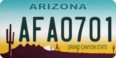 AZ license plate AFA0701