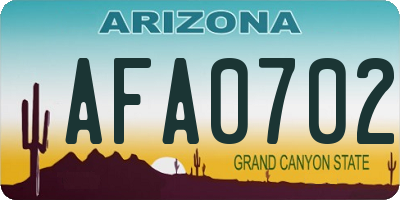 AZ license plate AFA0702