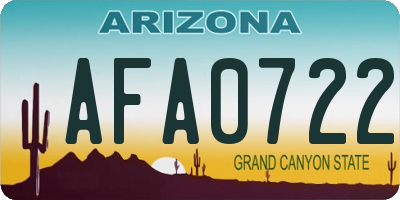 AZ license plate AFA0722