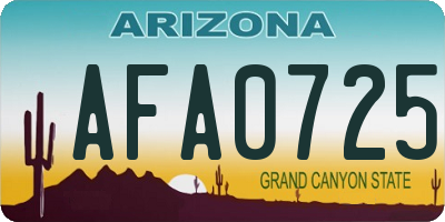 AZ license plate AFA0725