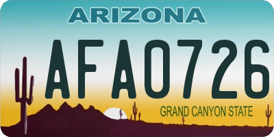 AZ license plate AFA0726