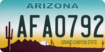 AZ license plate AFA0792
