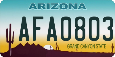 AZ license plate AFA0803