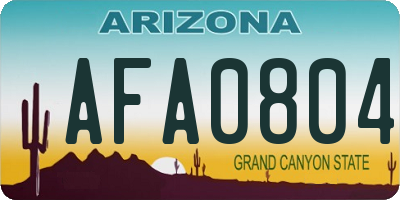 AZ license plate AFA0804