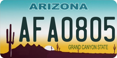 AZ license plate AFA0805