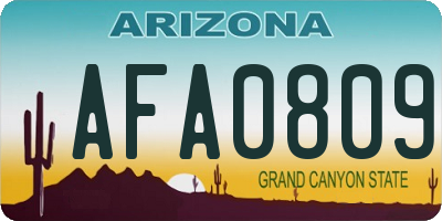AZ license plate AFA0809
