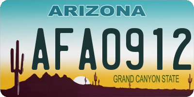 AZ license plate AFA0912