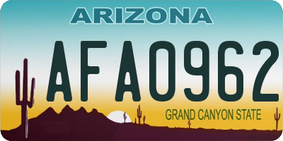 AZ license plate AFA0962