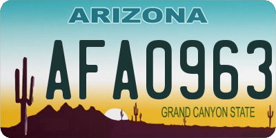 AZ license plate AFA0963