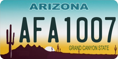 AZ license plate AFA1007