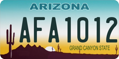 AZ license plate AFA1012