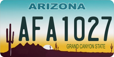 AZ license plate AFA1027