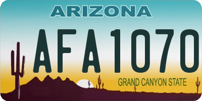 AZ license plate AFA1070