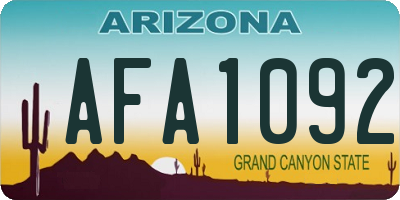 AZ license plate AFA1092