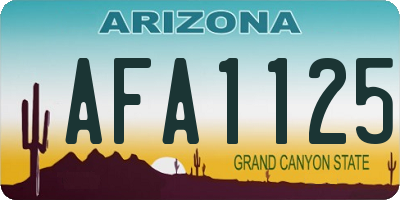 AZ license plate AFA1125